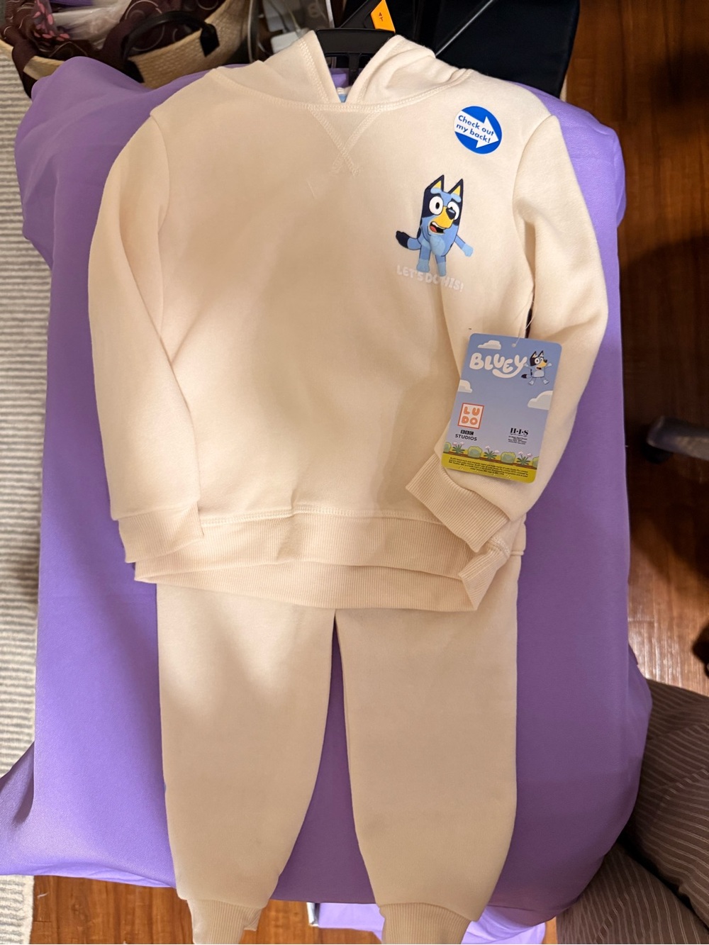 Bluey Kids Matching Set Hoodie and Joggers in Cream - Bluey